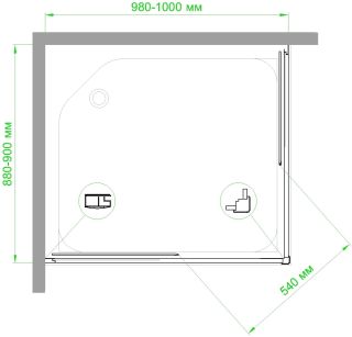 Душевой уголок Royal Bath HPD 100x90см чёрный RB9100HPD-C-BL